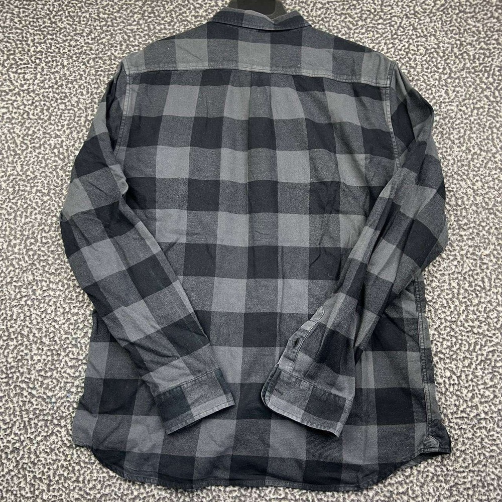 Vans Button Up Shirt Men XL Slim Fit Buffalo Plaid Flannel Gray Black Cotton - Picture 2 of 7